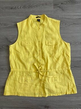 Ecologie linen Yellow Drawstring Pocket Tunic Top